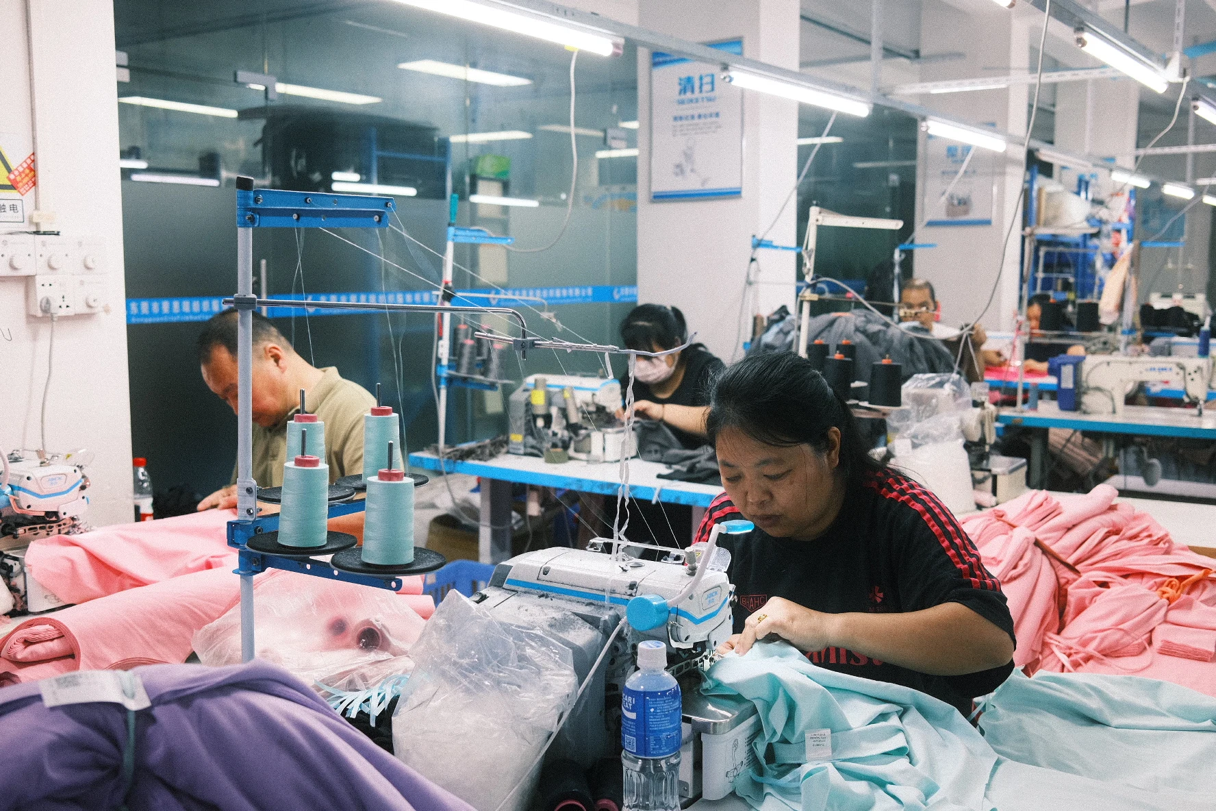 Blesstop sewing team producing garments